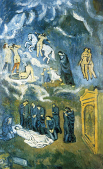 Evocación (El entierro de Casagemas), Pablo Picasso. Óleo sobre tela. . Museé d´art Moderne de la Ville de Paris.