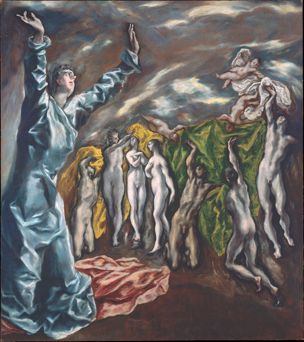 El Greco: <em>Apertura del quinto sello o Visión de San Juan: los cuerpos resucitados</em>, 1608-1622.  Nueva York, The Metropolitan Museum of Art.