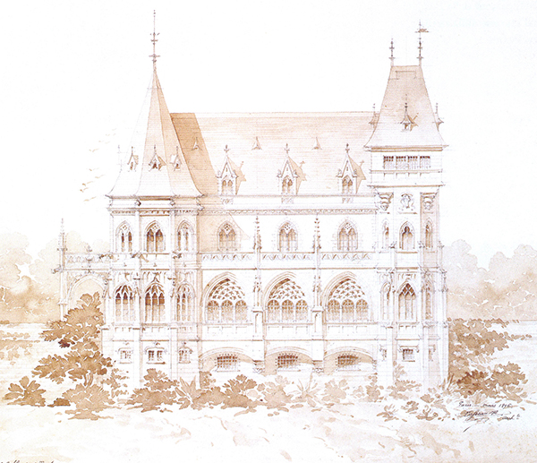 Henri Lusseau. Primer proyecto para el Palacio de la  : alzado. 1895. Sintra. Cámara Municipal. Archivo histórico.