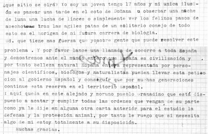 Detalle de la carta de M.P.O. a Rodr&iacute;guez de la Fuente, enviada el 31 de agosto de 1967, de acuerdo con el matasellos del sobre
