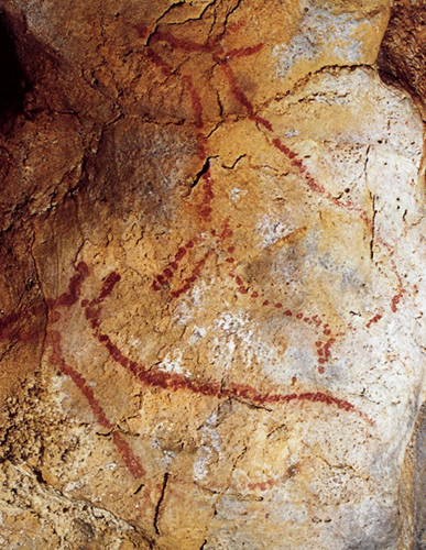 La caza masiva del ciervo se basó sobre todo en la emboscada de los rebaños formados por las hembras y sus crías (Straus,1983). En la imagen, ciervas pintadas de la cueva de Covalanas (Santander).