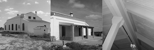 Casa de la Pichiricha: fachada trasera, porche delantero, estructura de cubierta
