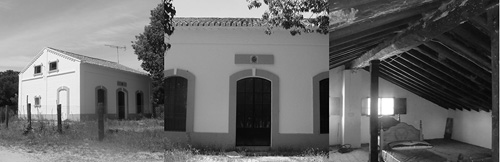 Casa de la Cañada Mayor: vista general, detalle de acceso, estancia bajo cubierta