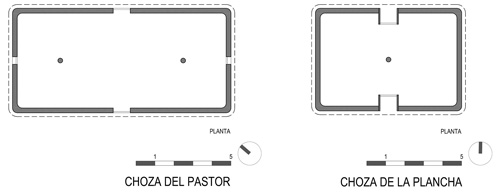 Choza del Pastor y Choza de la Plancha: esquemas de plantas