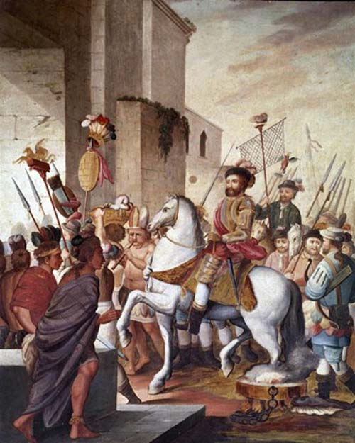Un grupo de personas vestidas con ropas históricas rodean a una persona montada en un caballo blanco en un entorno arquitectónico antiguo.

Descripción generada con IA